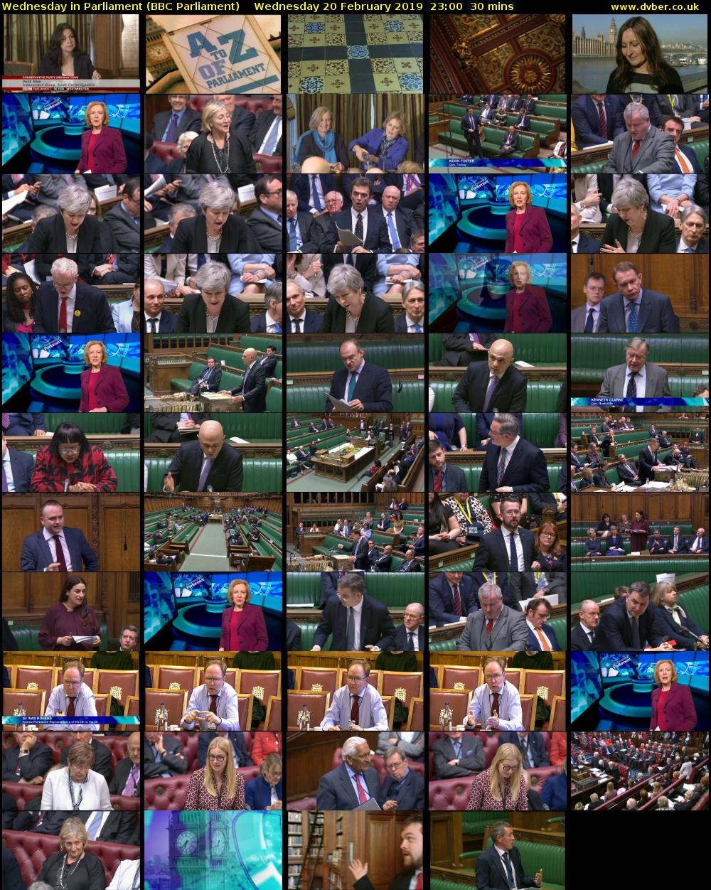 Wednesday in Parliament (BBC Parliament) Wednesday 20 February 2019 23:00 - 23:30