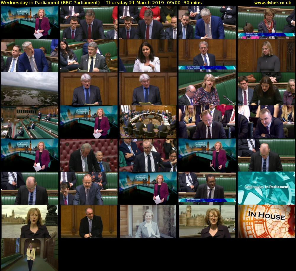 Wednesday in Parliament (BBC Parliament) Thursday 21 March 2019 09:00 - 09:30