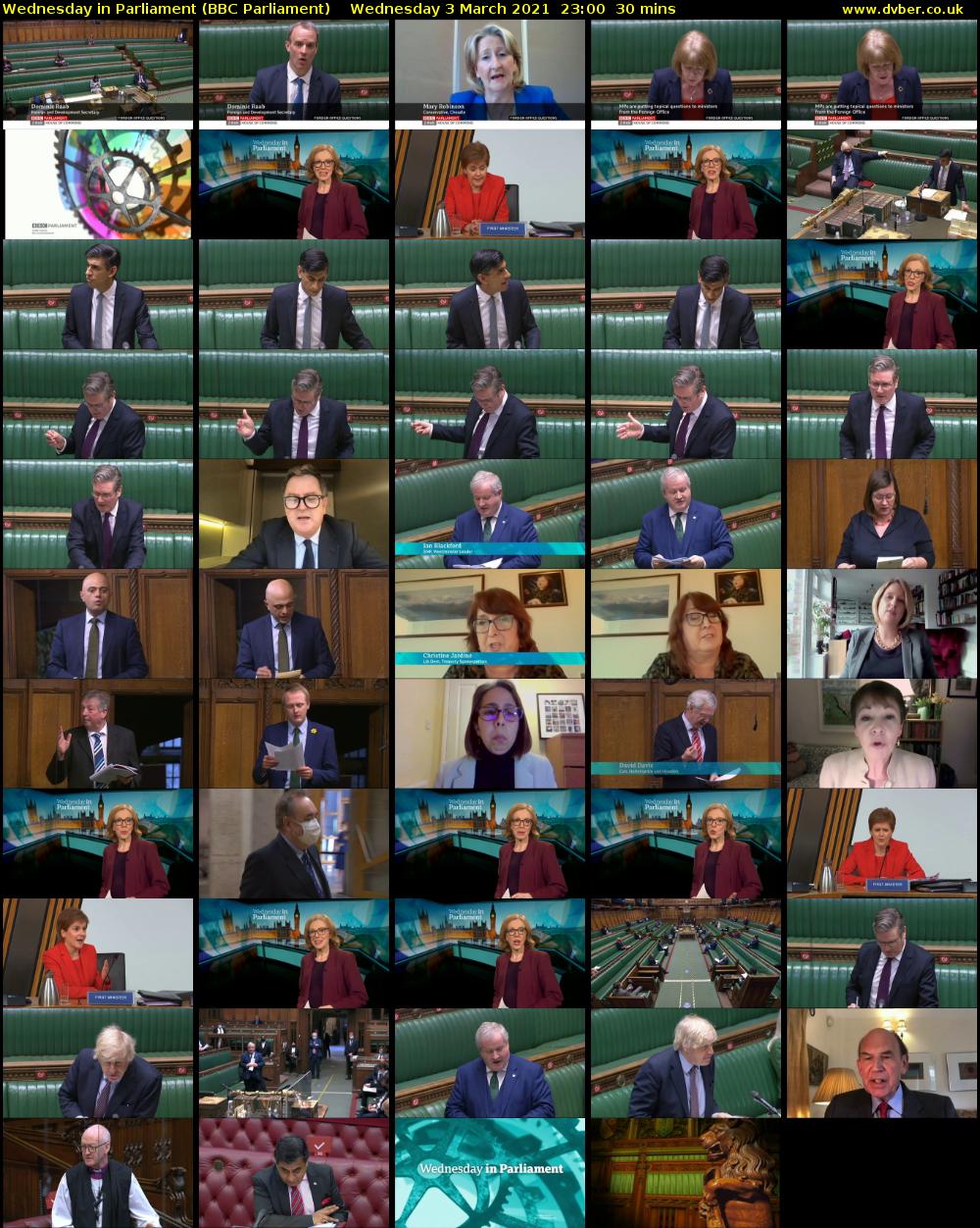 Wednesday in Parliament (BBC Parliament) Wednesday 3 March 2021 23:00 - 23:30