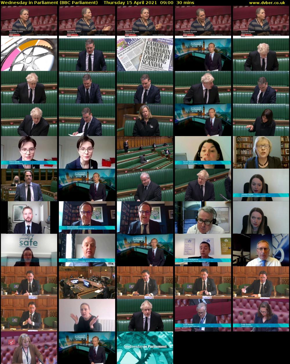 Wednesday in Parliament (BBC Parliament) Thursday 15 April 2021 09:00 - 09:30