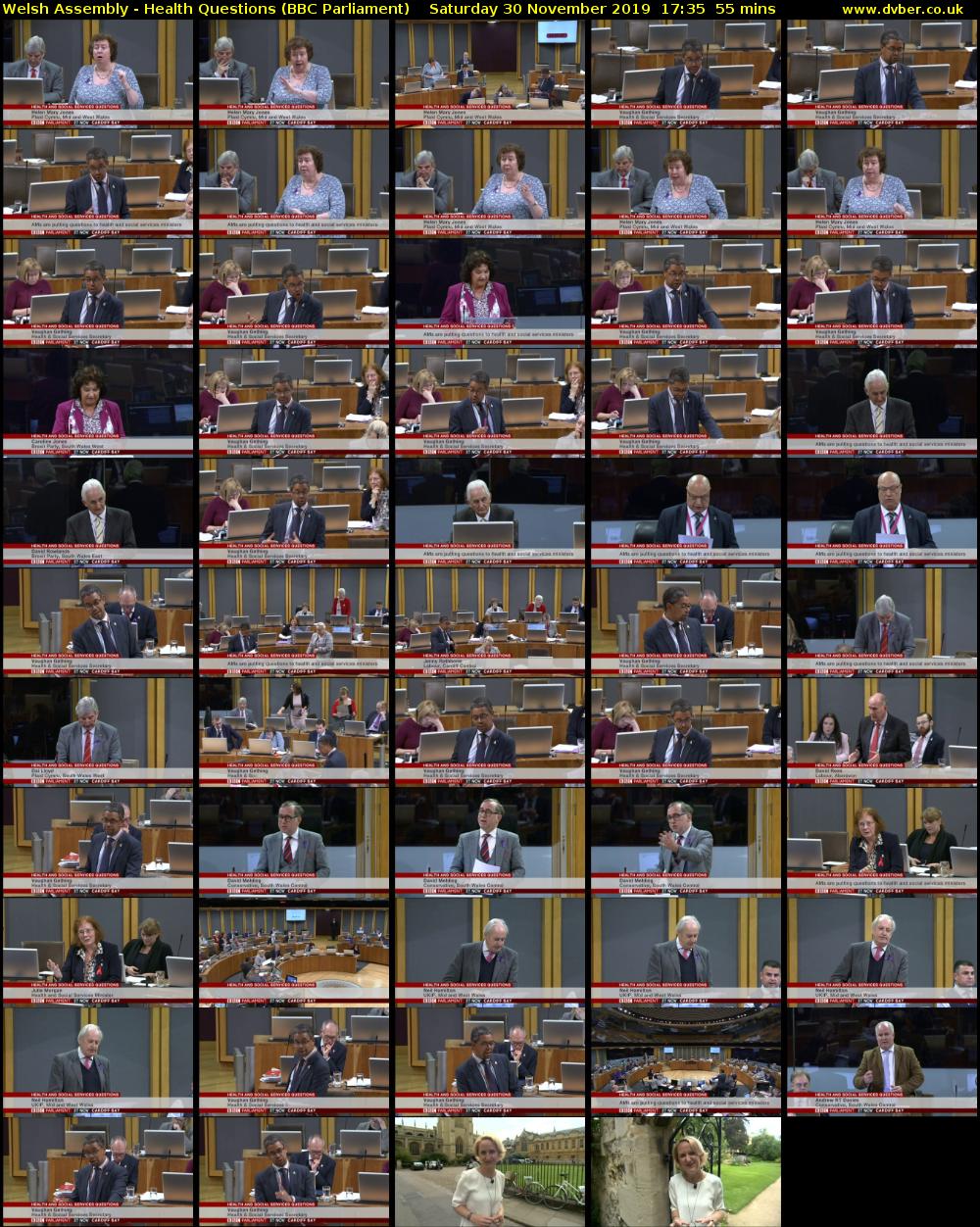 Welsh Assembly - Health Questions (BBC Parliament) Saturday 30 November 2019 17:35 - 18:30