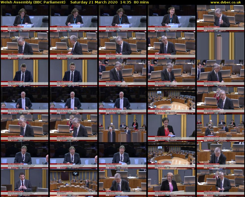 Welsh Assembly (BBC Parliament) Saturday 21 March 2020 14:35 - 15:55