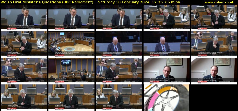 Welsh First Minister's Questions (BBC Parliament) Saturday 10 February 2024 12:25 - 13:30