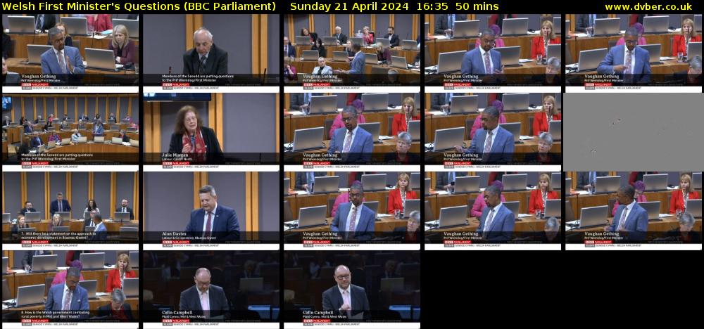Welsh First Minister's Questions (BBC Parliament) Sunday 21 April 2024 16:35 - 17:25