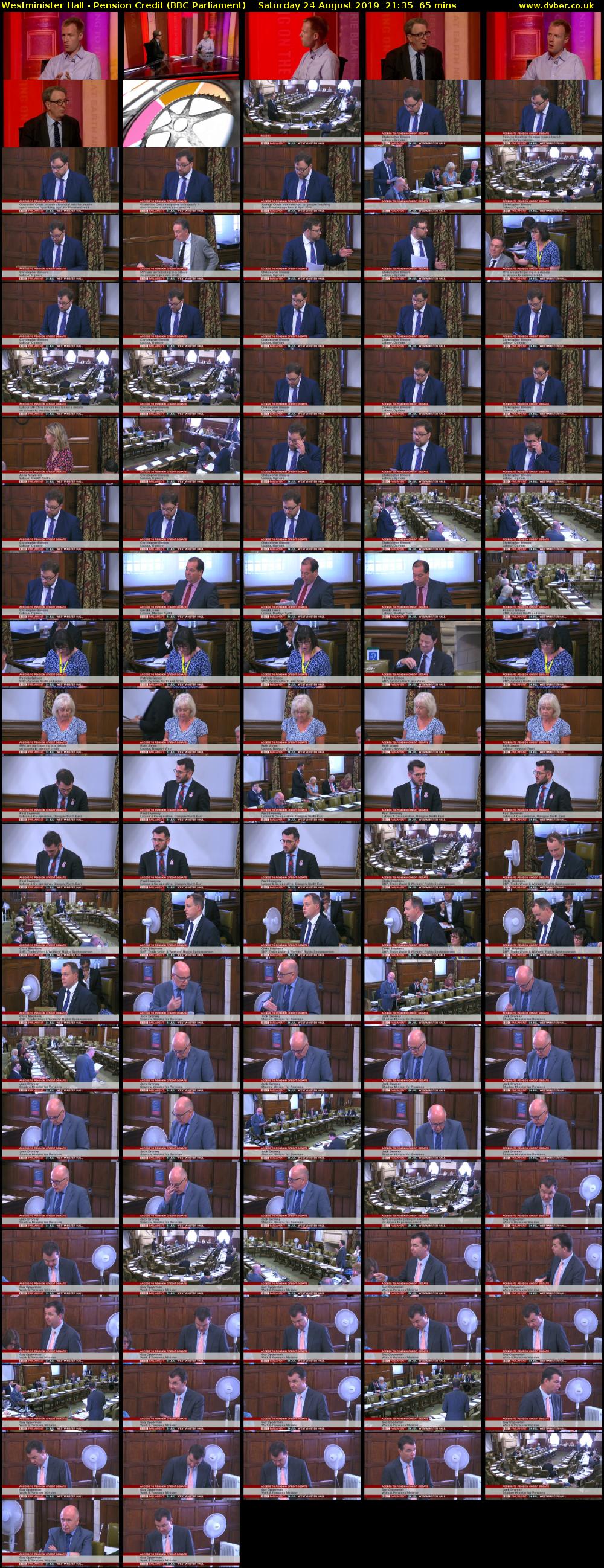 Westminister Hall - Pension Credit (BBC Parliament) Saturday 24 August 2019 21:35 - 22:40