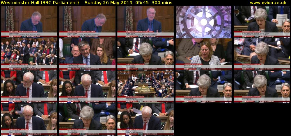 Westminster Hall (BBC Parliament) Sunday 26 May 2019 05:45 - 10:45