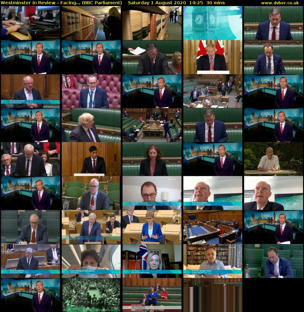 Westminster in Review - Facing... (BBC Parliament) Saturday 1 August 2020 14:25 - 14:55
