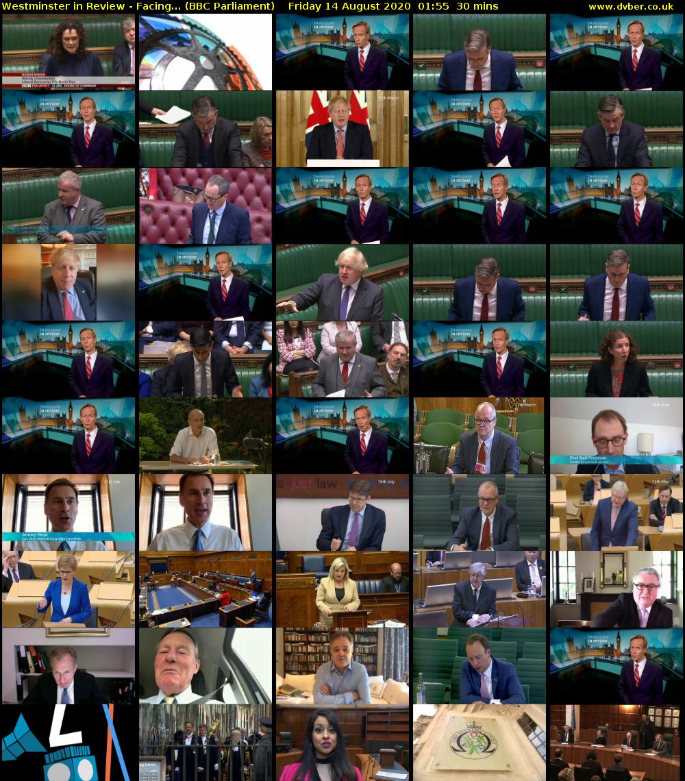 Westminster in Review - Facing... (BBC Parliament) Friday 14 August 2020 01:55 - 02:25