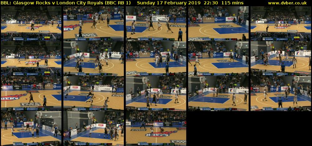 BBL: Glasgow Rocks v London City Royals (BBC RB 1) Sunday 17 February 2019 22:30 - 00:25