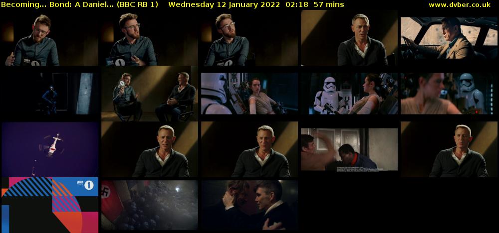 Becoming... Bond: A Daniel... (BBC RB 1) Wednesday 12 January 2022 02:18 - 03:15