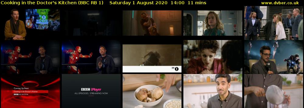 Cooking in the Doctor's Kitchen (BBC RB 1) Saturday 1 August 2020 14:00 - 14:11