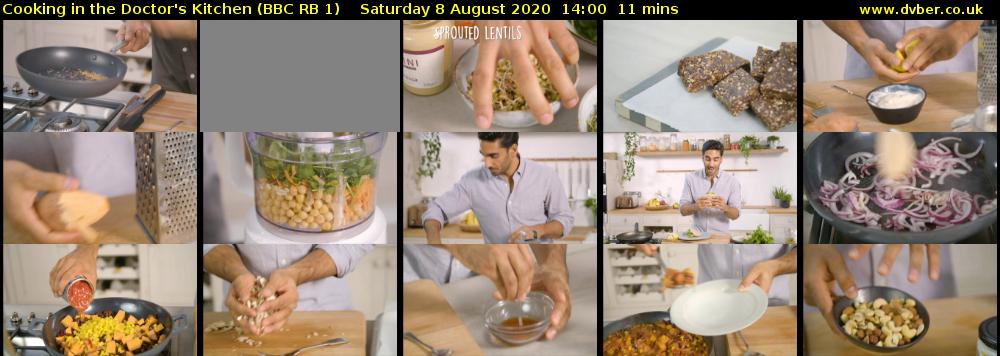 Cooking in the Doctor's Kitchen (BBC RB 1) Saturday 8 August 2020 14:00 - 14:11
