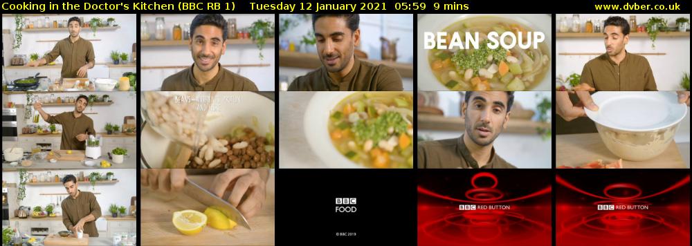 Cooking in the Doctor's Kitchen (BBC RB 1) Tuesday 12 January 2021 05:59 - 06:08