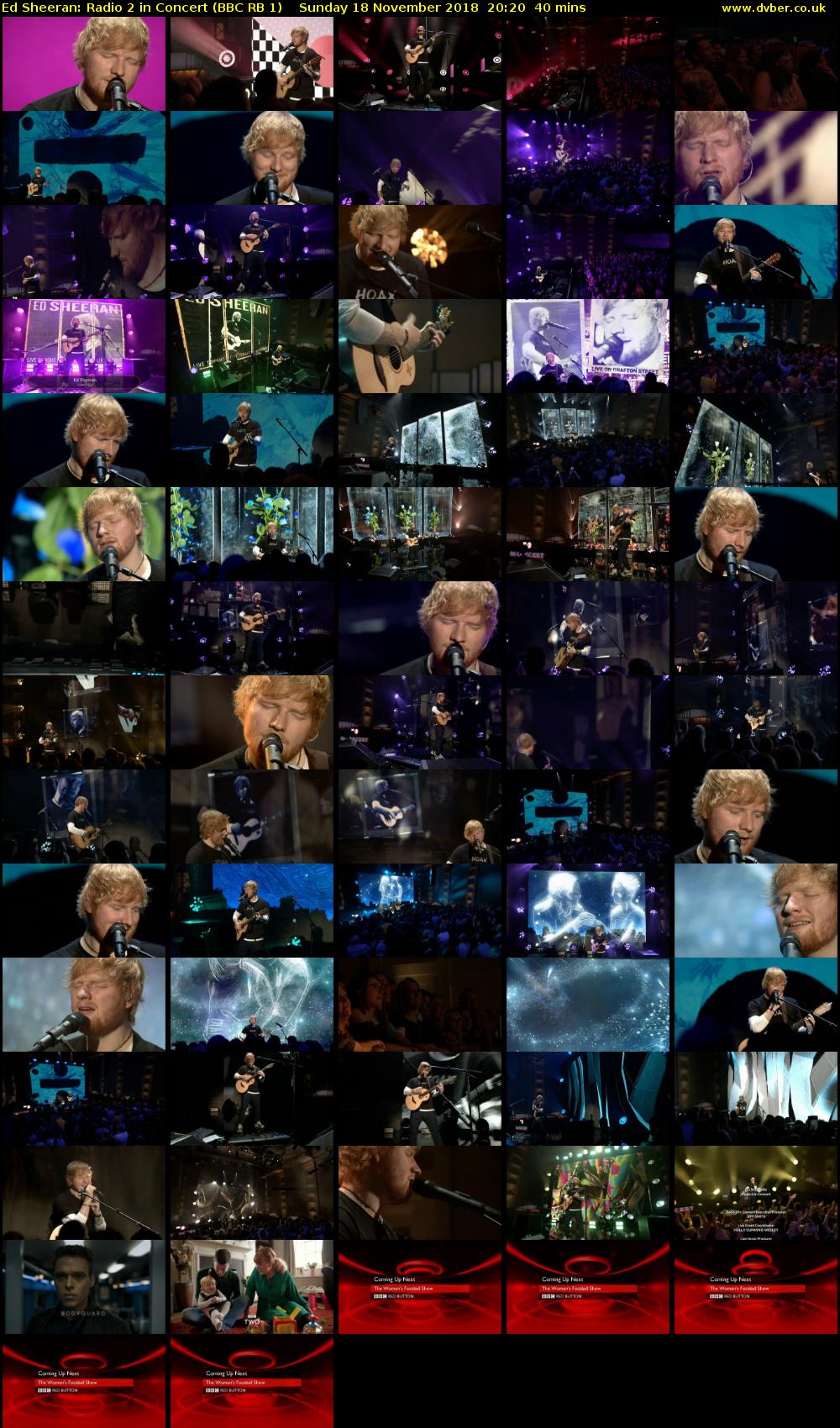 Ed Sheeran: Radio 2 in Concert (BBC RB 1) Sunday 18 November 2018 20:20 - 21:00