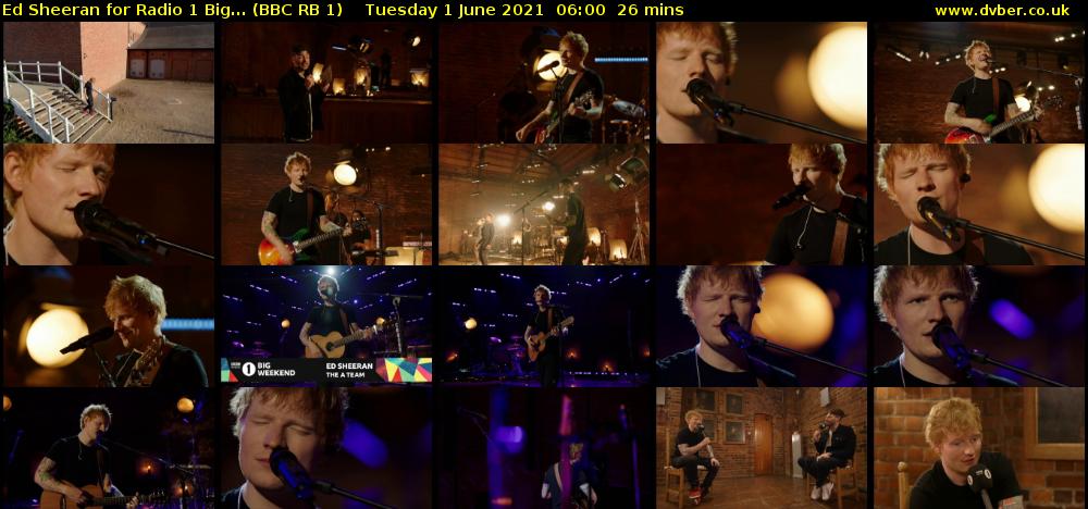 Ed Sheeran for Radio 1 Big... (BBC RB 1) Tuesday 1 June 2021 06:00 - 06:26