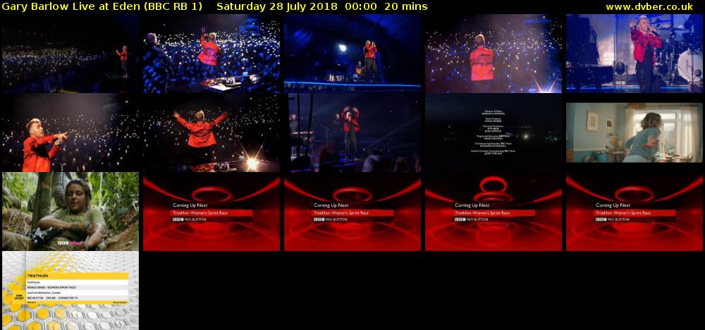 Gary Barlow Live at Eden (BBC RB 1) Saturday 28 July 2018 00:00 - 00:20