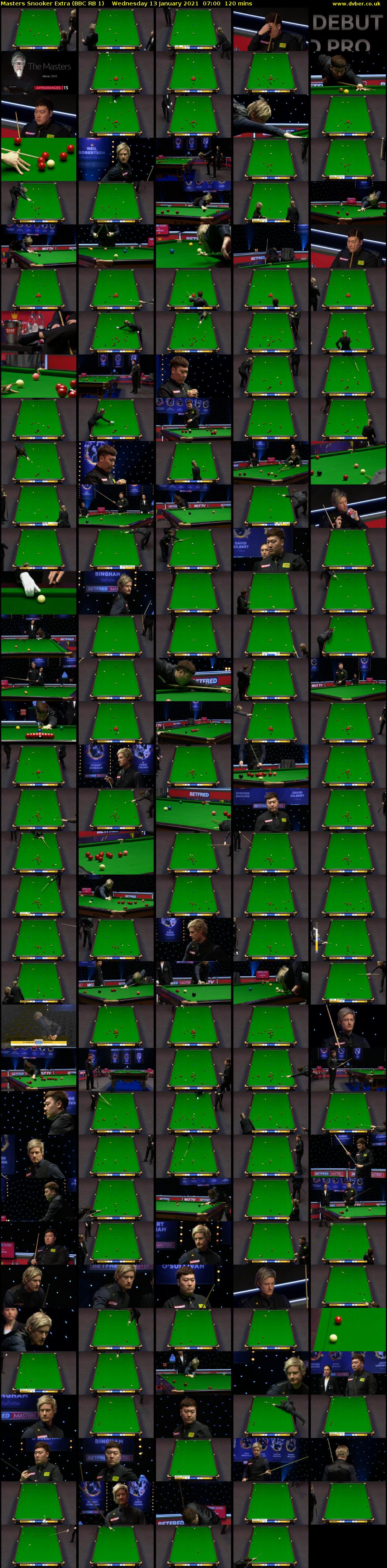 Masters Snooker Extra (BBC RB 1) Wednesday 13 January 2021 07:00 - 09:00