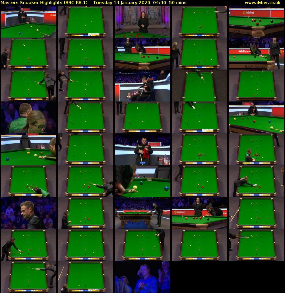 Masters Snooker Highlights (BBC RB 1) Tuesday 14 January 2020 04:40 - 05:30