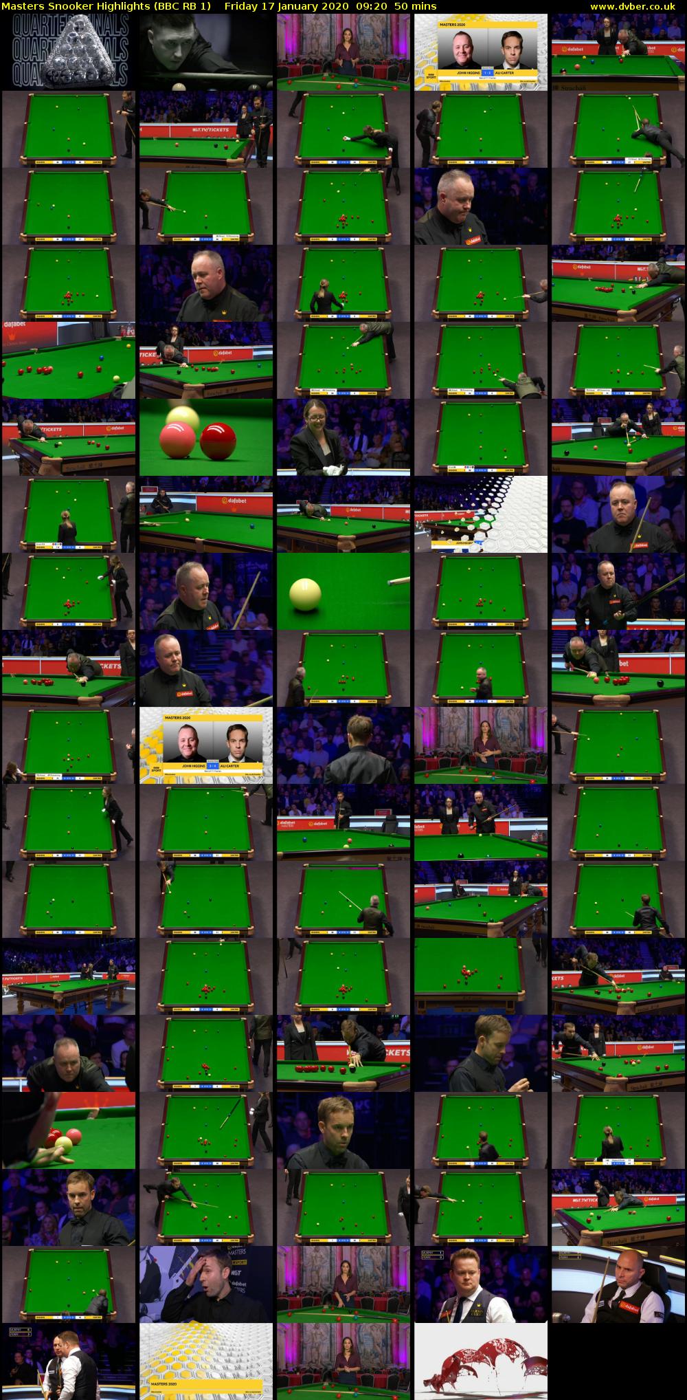 Masters Snooker Highlights (BBC RB 1) Friday 17 January 2020 09:20 - 10:10