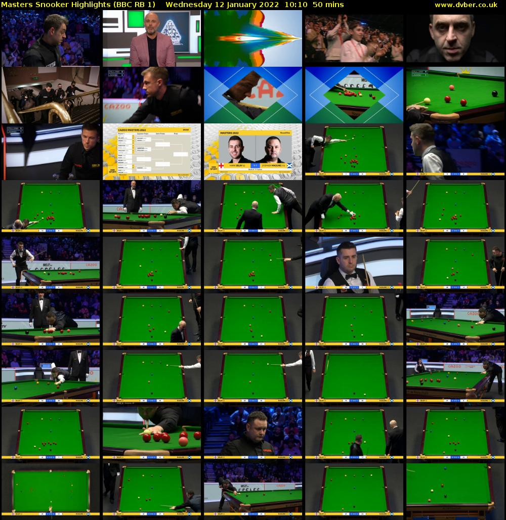 Masters Snooker Highlights (BBC RB 1) Wednesday 12 January 2022 10:10 - 11:00