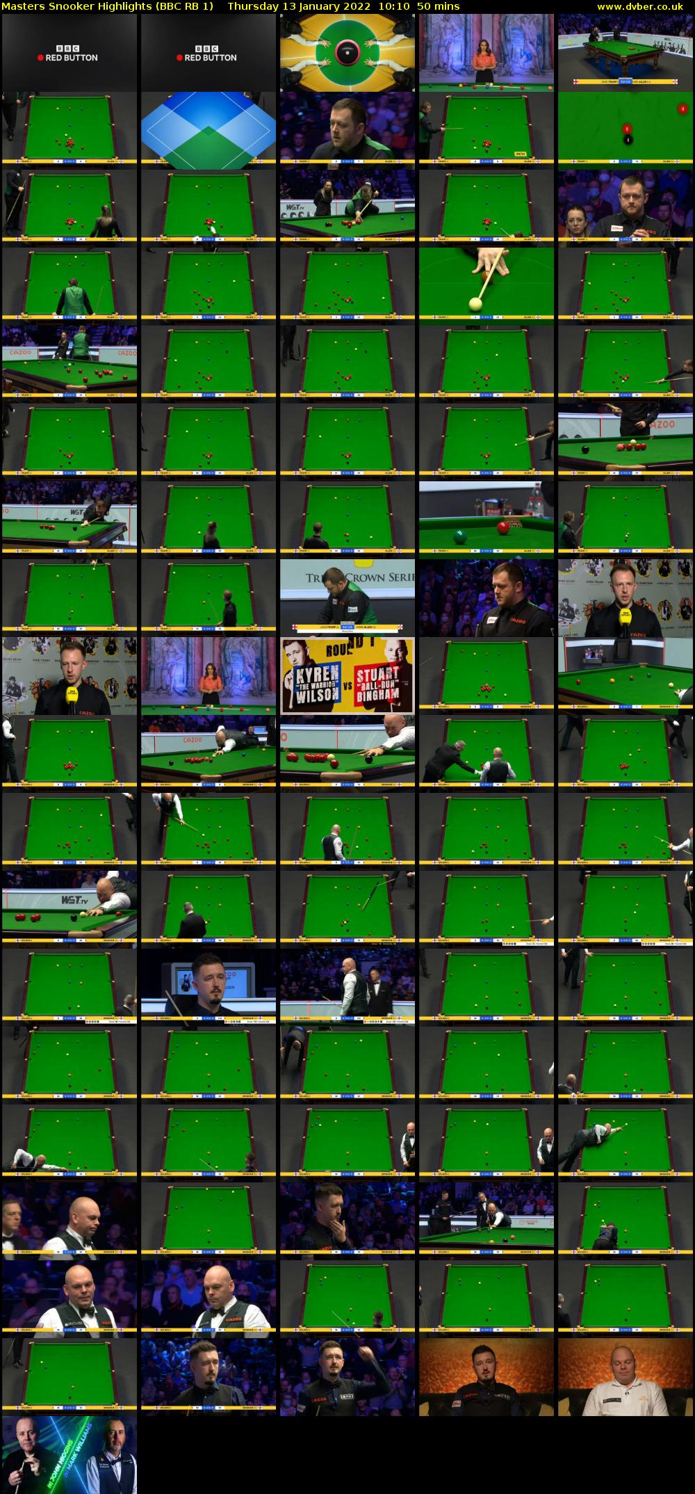 Masters Snooker Highlights (BBC RB 1) Thursday 13 January 2022 10:10 - 11:00