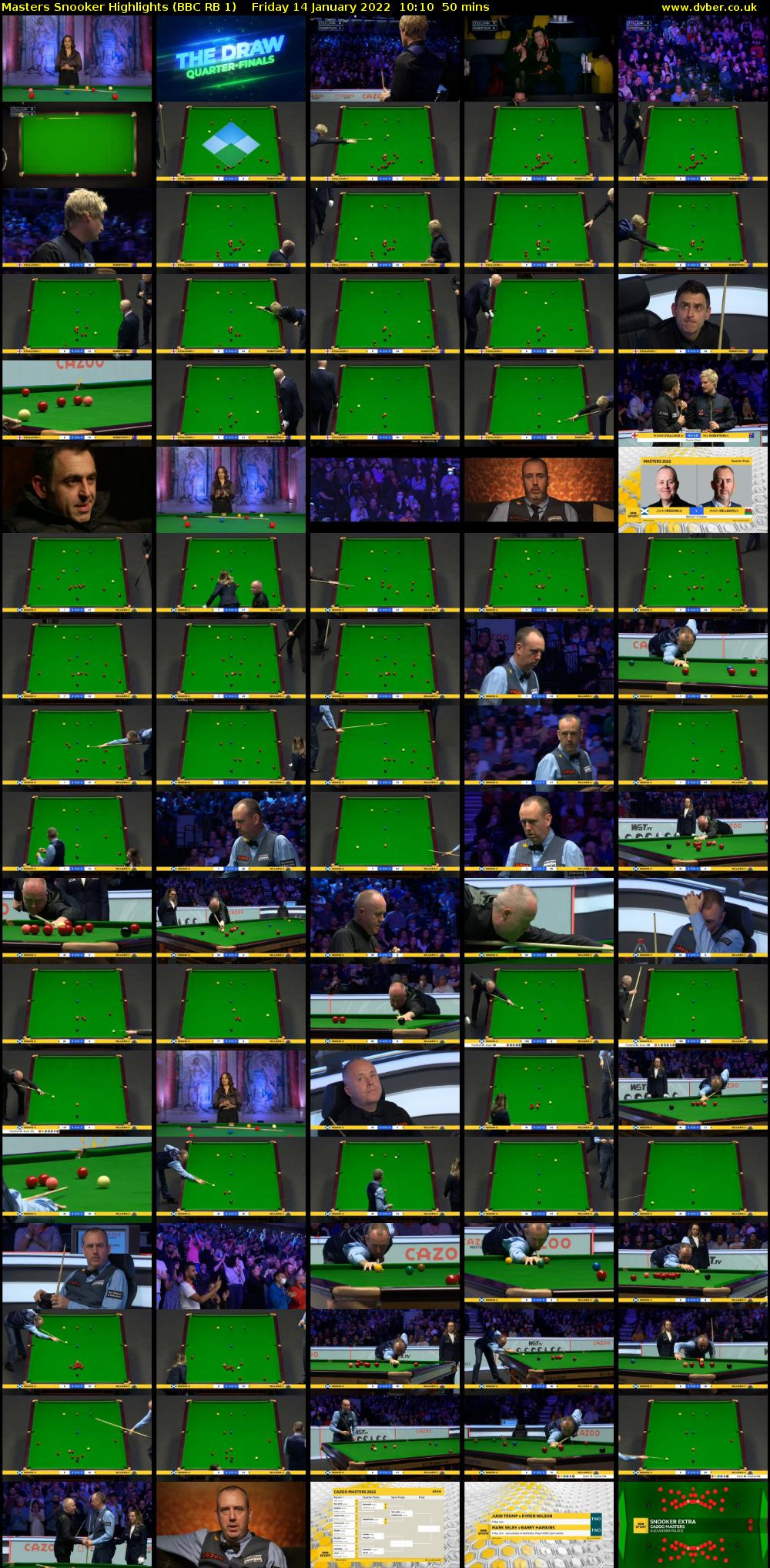 Masters Snooker Highlights (BBC RB 1) Friday 14 January 2022 10:10 - 11:00