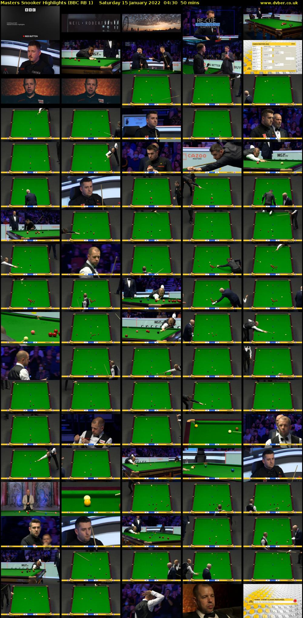 Masters Snooker Highlights (BBC RB 1) Saturday 15 January 2022 04:30 - 05:20