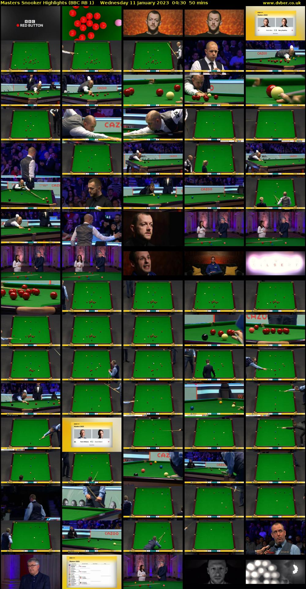 Masters Snooker Highlights (BBC RB 1) Wednesday 11 January 2023 04:30 - 05:20