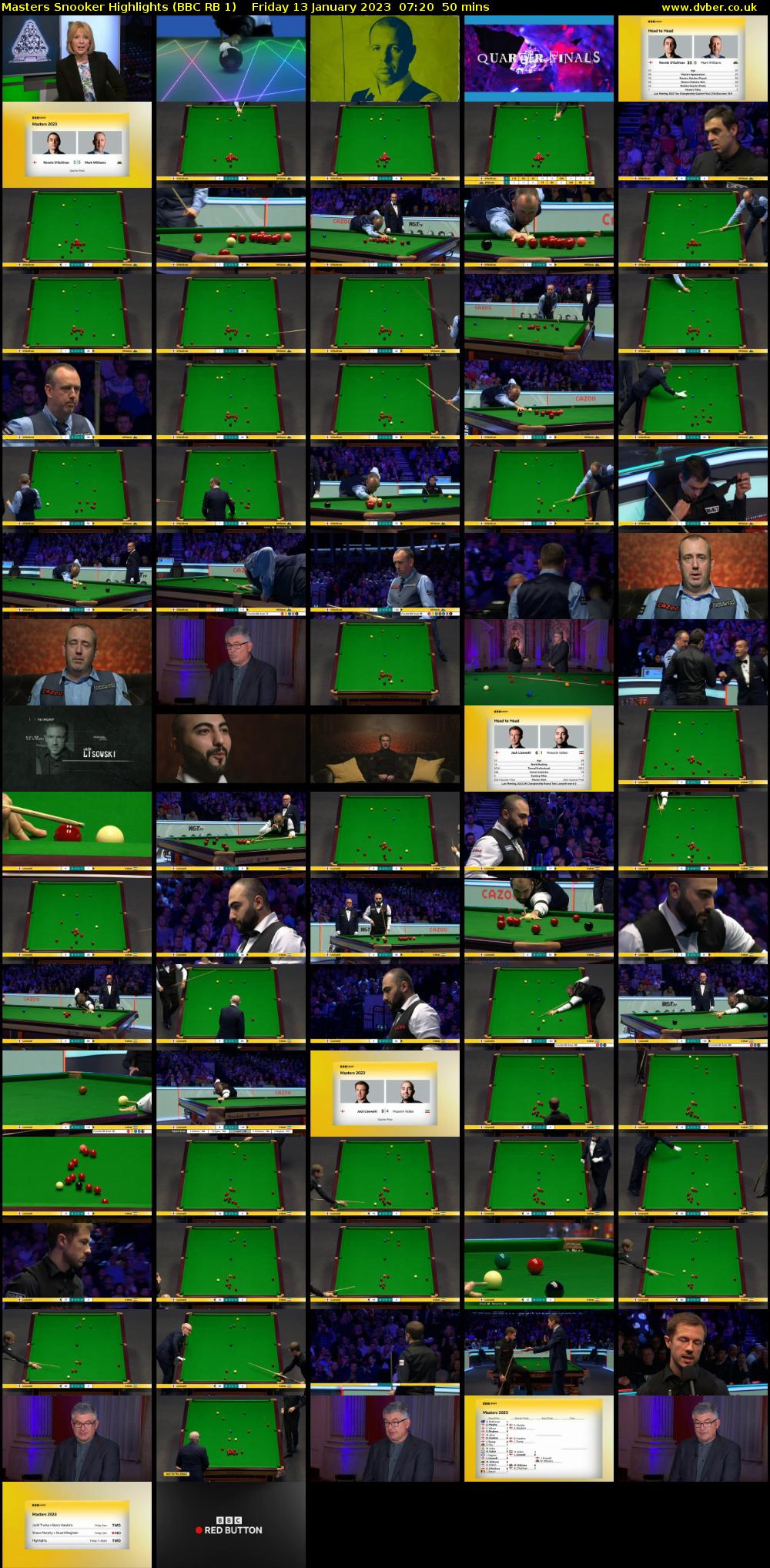 Masters Snooker Highlights (BBC RB 1) Friday 13 January 2023 07:20 - 08:10