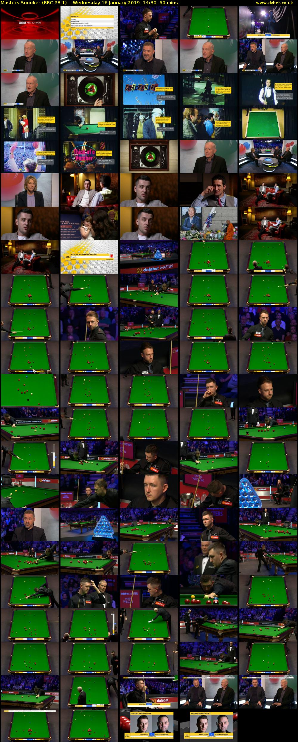 Masters Snooker (BBC RB 1) Wednesday 16 January 2019 14:30 - 15:30