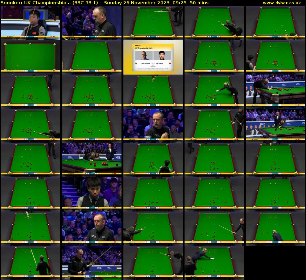 Snooker: UK Championship... (BBC RB 1) Sunday 26 November 2023 09:25 - 10:15