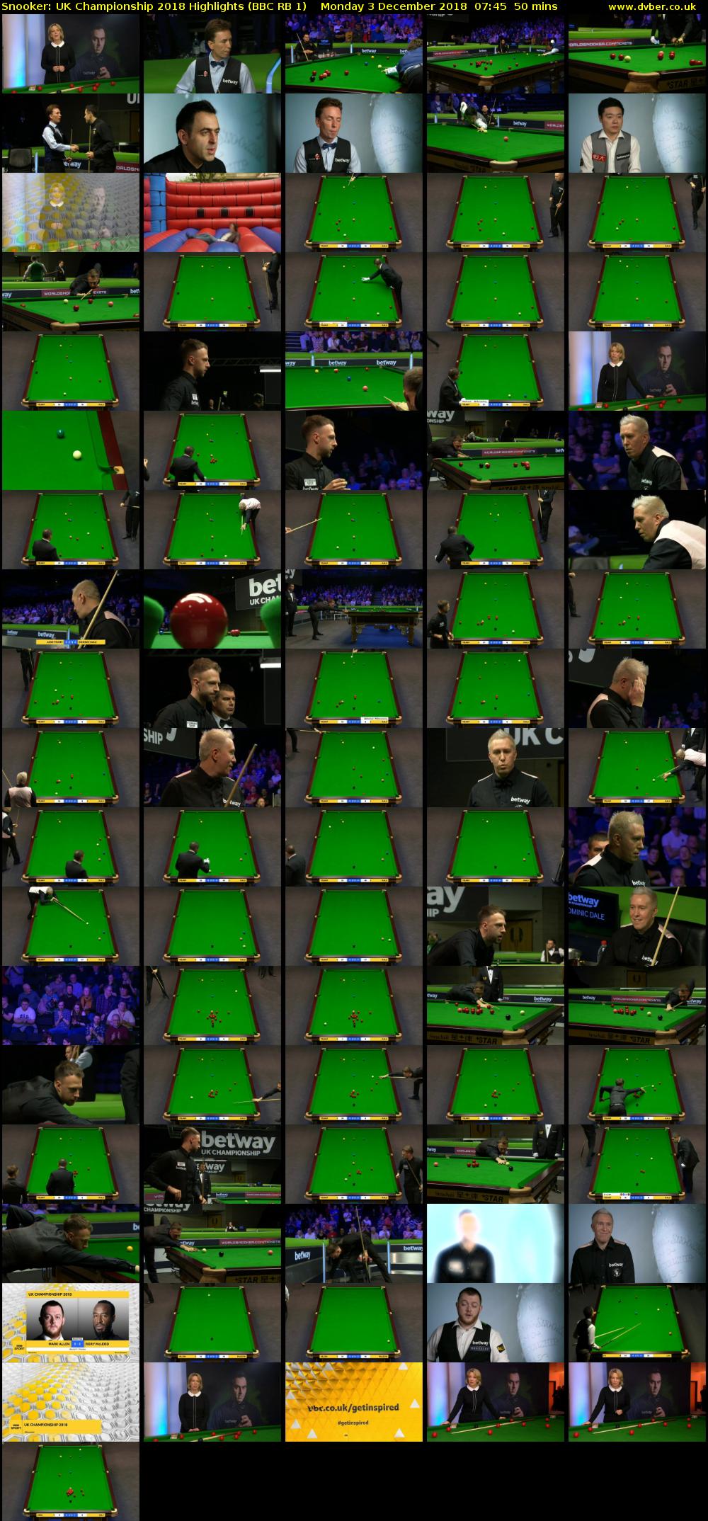 Snooker: UK Championship 2018 Highlights (BBC RB 1) Monday 3 December 2018 07:45 - 08:35