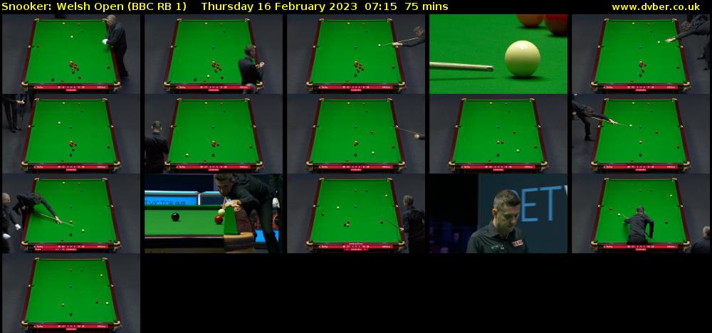 Snooker: Welsh Open (BBC RB 1) Thursday 16 February 2023 07:15 - 08:30