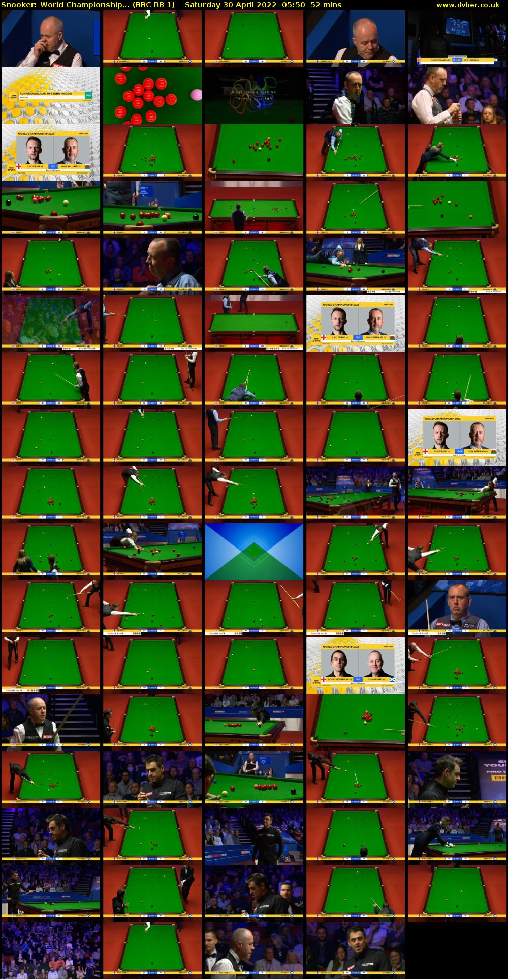 Snooker: World Championship... (BBC RB 1) Saturday 30 April 2022 05:50 - 06:42