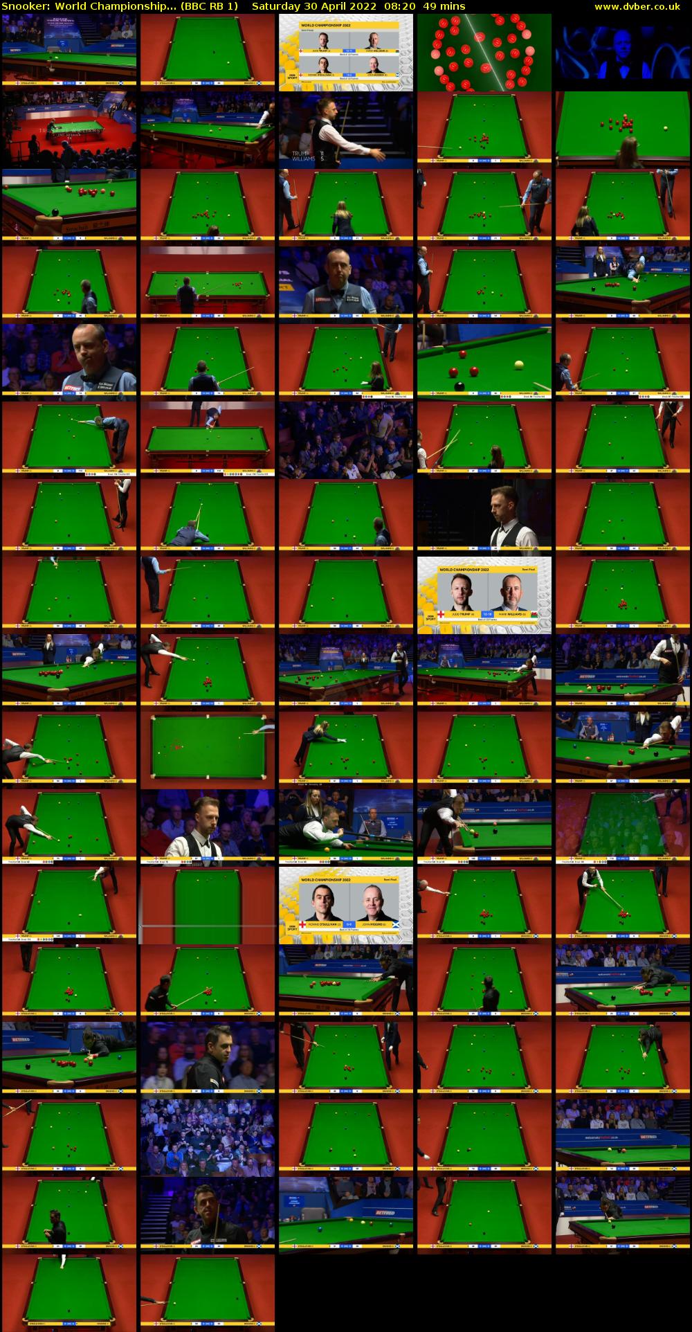 Snooker: World Championship... (BBC RB 1) Saturday 30 April 2022 08:20 - 09:09