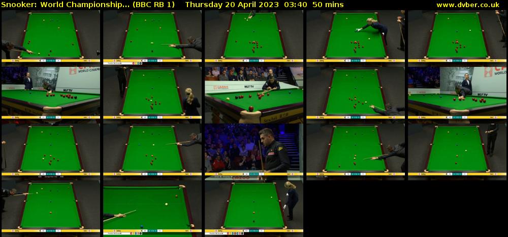 Snooker: World Championship... (BBC RB 1) Thursday 20 April 2023 03:40 - 04:30