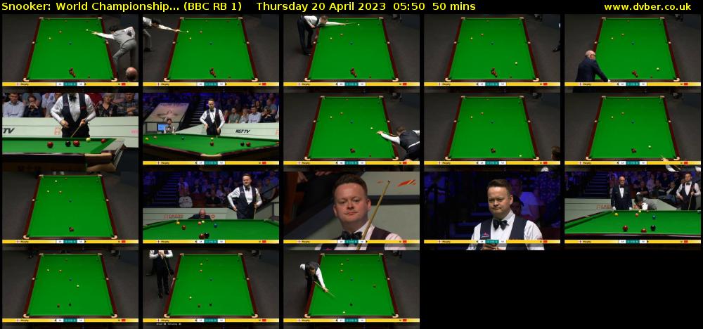 Snooker: World Championship... (BBC RB 1) Thursday 20 April 2023 05:50 - 06:40