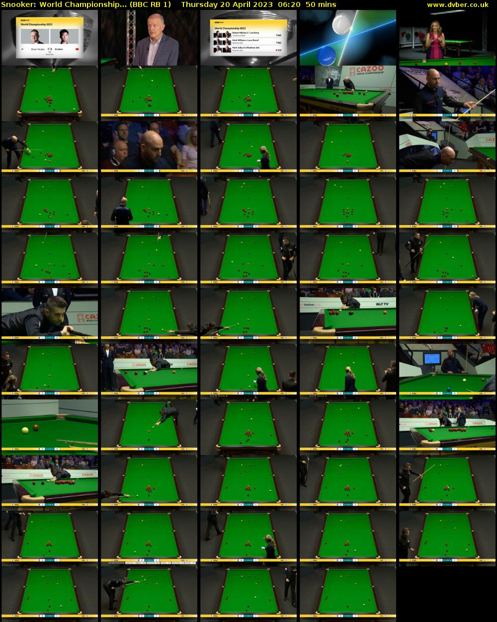 Snooker: World Championship... (BBC RB 1) Thursday 20 April 2023 06:20 - 07:10