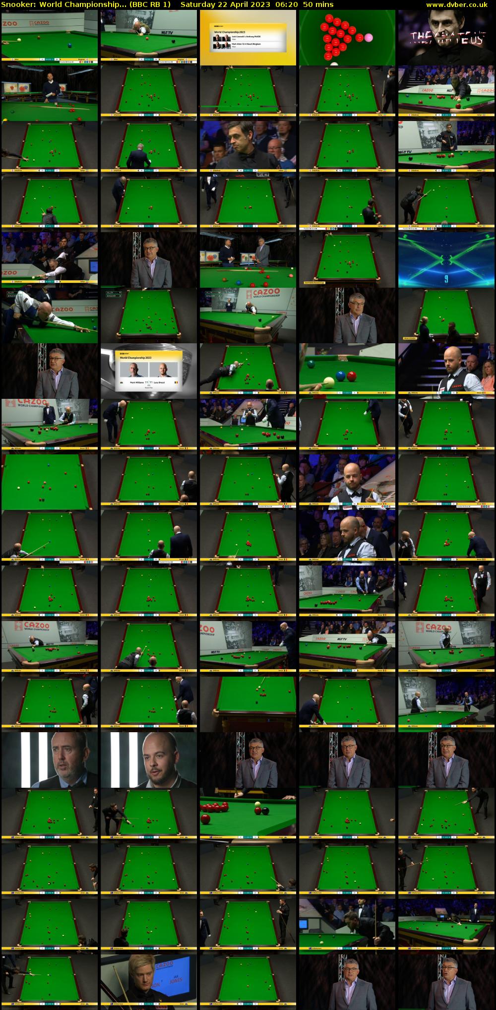 Snooker: World Championship... (BBC RB 1) Saturday 22 April 2023 06:20 - 07:10