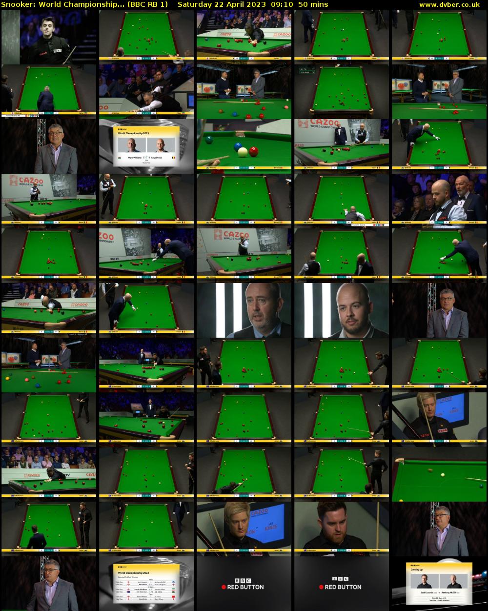 Snooker: World Championship... (BBC RB 1) Saturday 22 April 2023 09:10 - 10:00