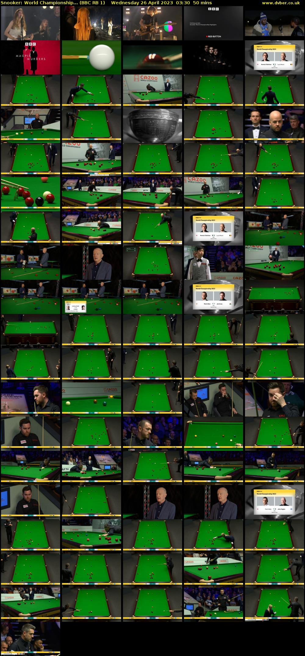 Snooker: World Championship... (BBC RB 1) Wednesday 26 April 2023 03:30 - 04:20