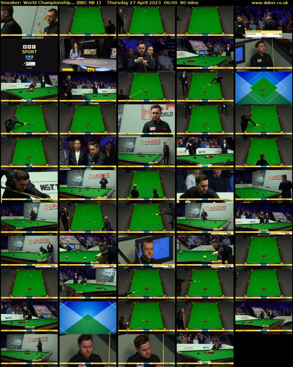 Snooker: World Championship... (BBC RB 1) Thursday 27 April 2023 06:00 - 07:20
