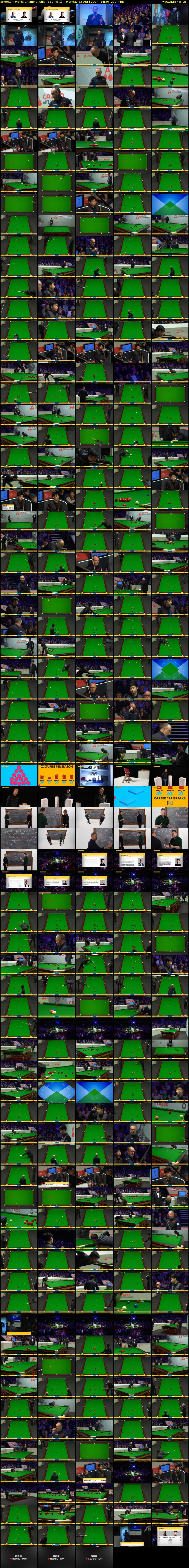 Snooker: World Championship (BBC RB 1) Monday 22 April 2024 14:30 - 18:00