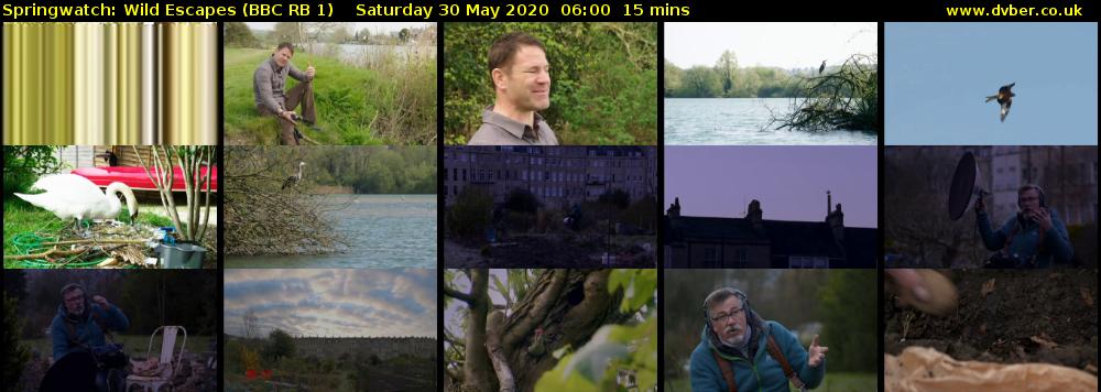 Springwatch: Wild Escapes (BBC RB 1) Saturday 30 May 2020 06:00 - 06:15