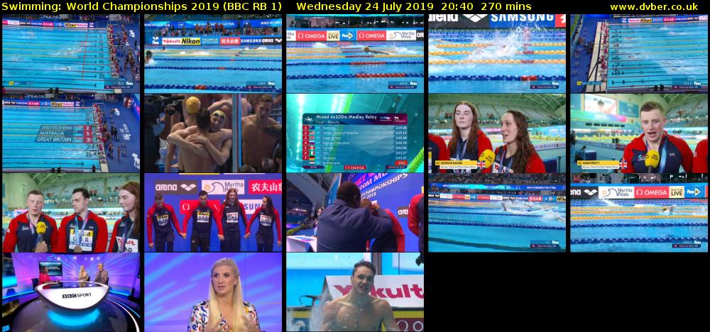 Swimming: World Championships 2019 (BBC RB 1) Wednesday 24 July 2019 20:40 - 01:10