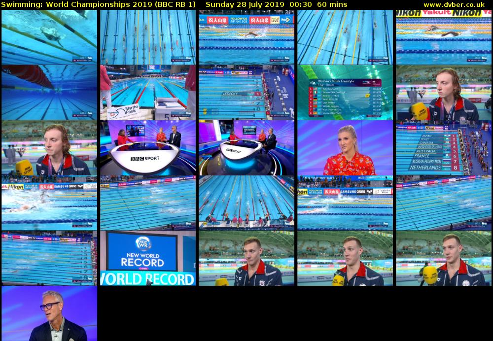 Swimming: World Championships 2019 (BBC RB 1) Sunday 28 July 2019 00:30 - 01:30