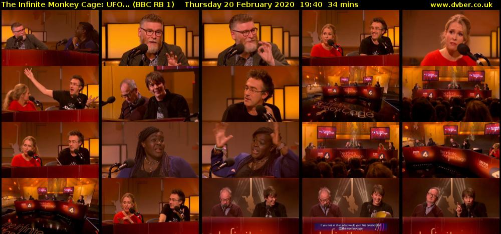 The Infinite Monkey Cage: UFO... (BBC RB 1) Thursday 20 February 2020 19:40 - 20:14