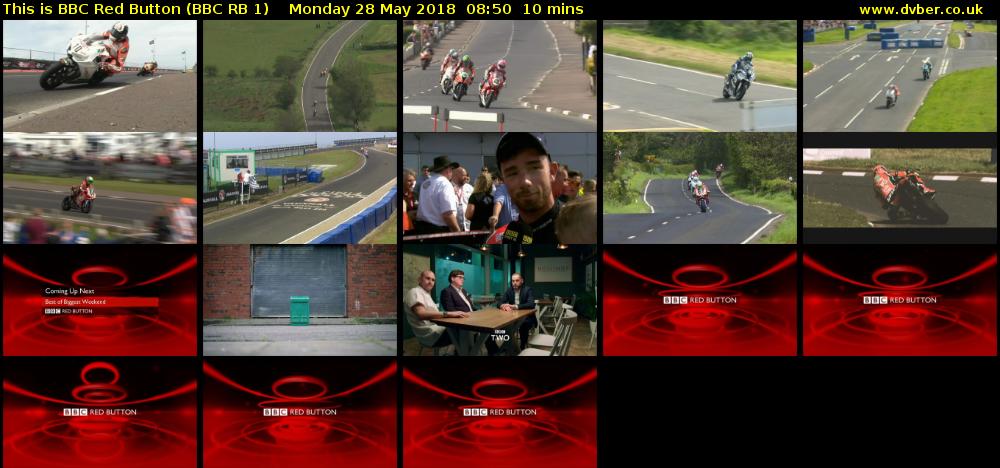 This is BBC Red Button (BBC RB 1) Monday 28 May 2018 08:50 - 09:00