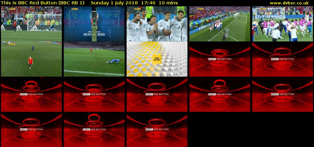 This is BBC Red Button (BBC RB 1) Sunday 1 July 2018 17:40 - 17:50