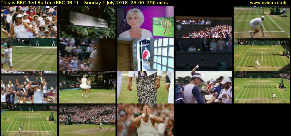 This is BBC Red Button (BBC RB 1) Sunday 1 July 2018 23:00 - 03:10